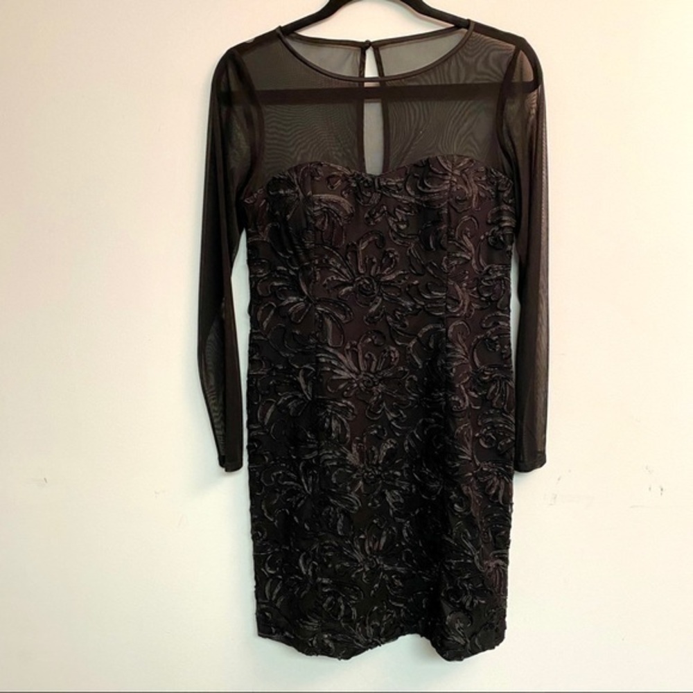 Jessica Howard Black Mesh Floral Lace Dress